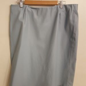 Light blue faux leather pencil skirt